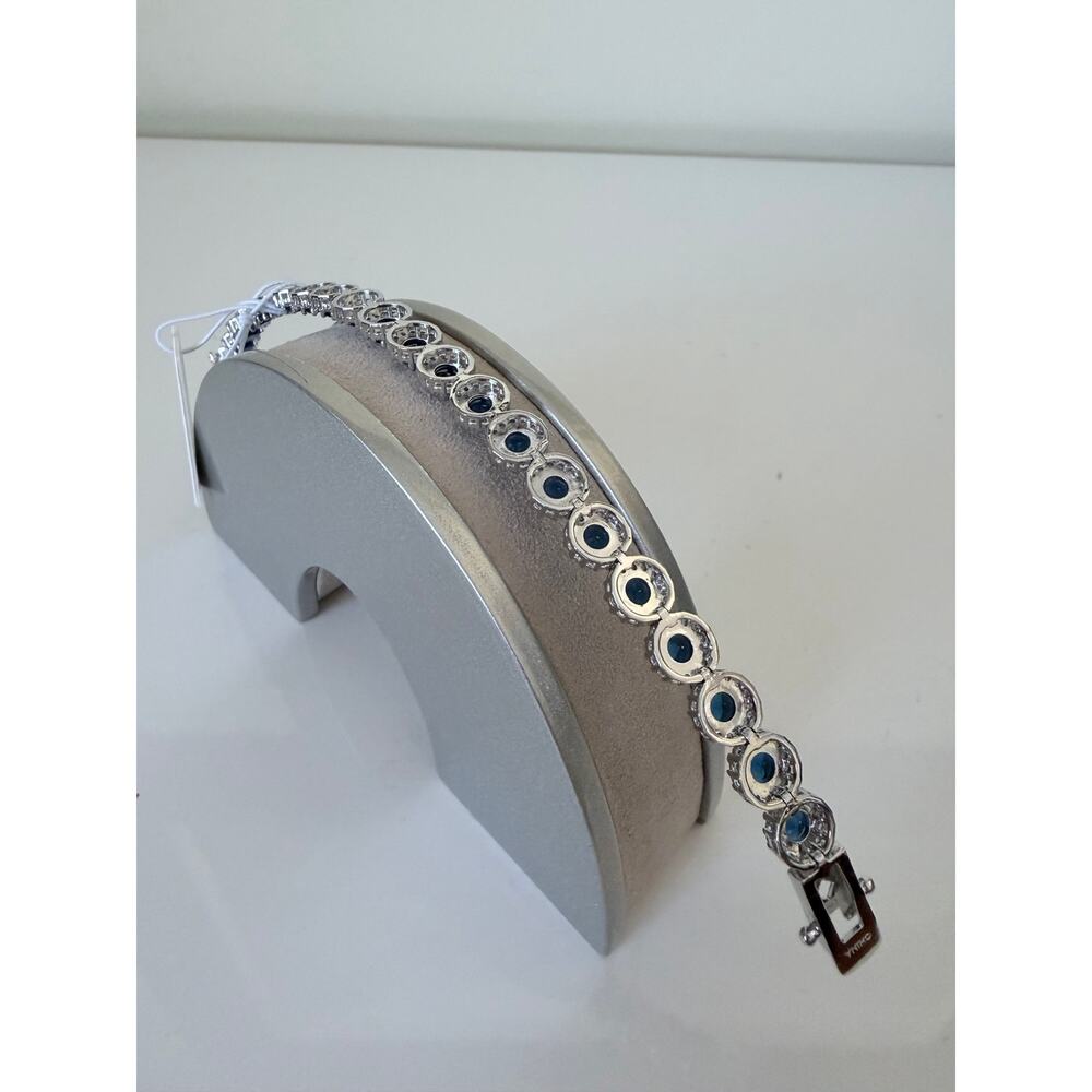 Blue Saphire & Diamond Bracelet
(Cubic Zirconia & Fine Silver Plated) - Picture 7 of 8